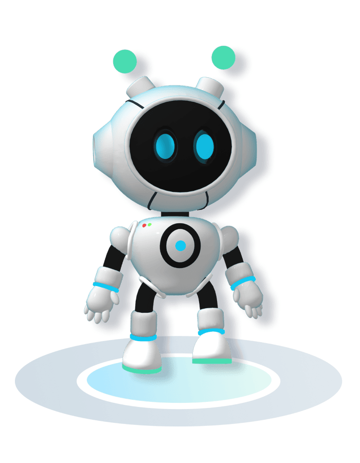 Das Bild zeigt den Roboter Maskottchen von Polar Marketing.